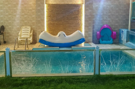 مسبح خارجي بالشاليه - شاليه حروف - شاليهات الرياض